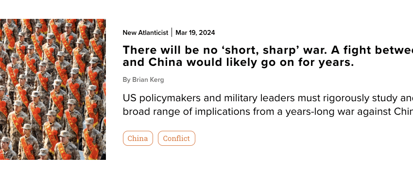  中美之间的战争不会“速战速决”，更可能会是持久战